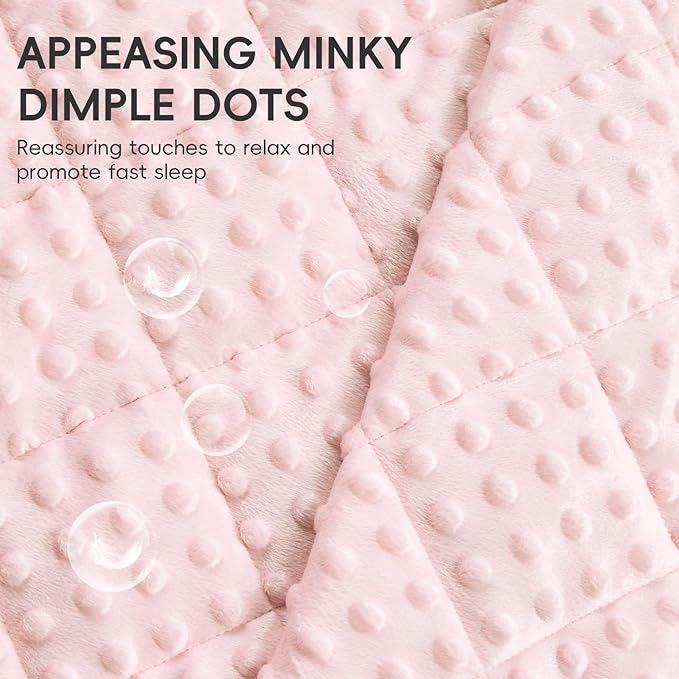 yescool Twin Size Pink Weighted Blanket for Adults 12 Pounds Cooling Weighted Heavy Blanket, Minky Throw Blankets Warm Weighted Comforter, Big Washable Thick Blankets Gift for 100-150lbs, 48 * 72in