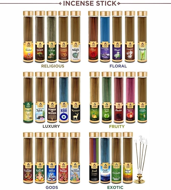 The Aroma Factory Agarbatti, Luxury Precious Patchouli Incense Sticks, Low Smoke & Zero Charcoal, Premium, Fresh, & Fruity Fragrance for Home, Meditation, 100g X 1Bottle Pack