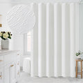 MitoVilla Extra Long Shower Curtain 72 x 84, Farmhouse Fabric White XL Shower Curtains for Bathroom Decor, Modern Luxury Cloth Shower Curtain, 3D Marble Textured