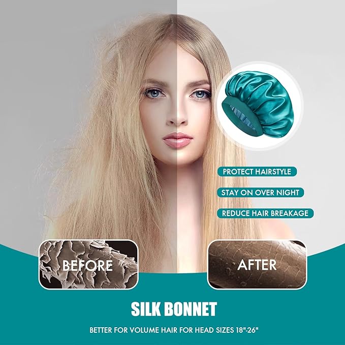 Satin Silk Bonnet for Sleeping, Double Layer Silk Sleep Cap for Men & Women, Soft Satin Lined Bonnet for Curly Hair