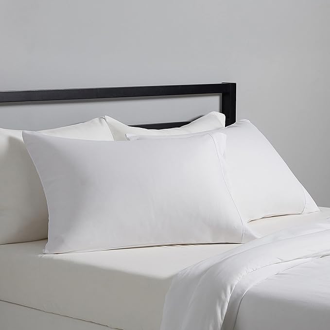 Amazon Basics Standard Pillow Cases Set of 2 - Lightweight, Super Soft Easy Care Microfiber, Bright White, 30" L x 20" W, Pillows Not Included