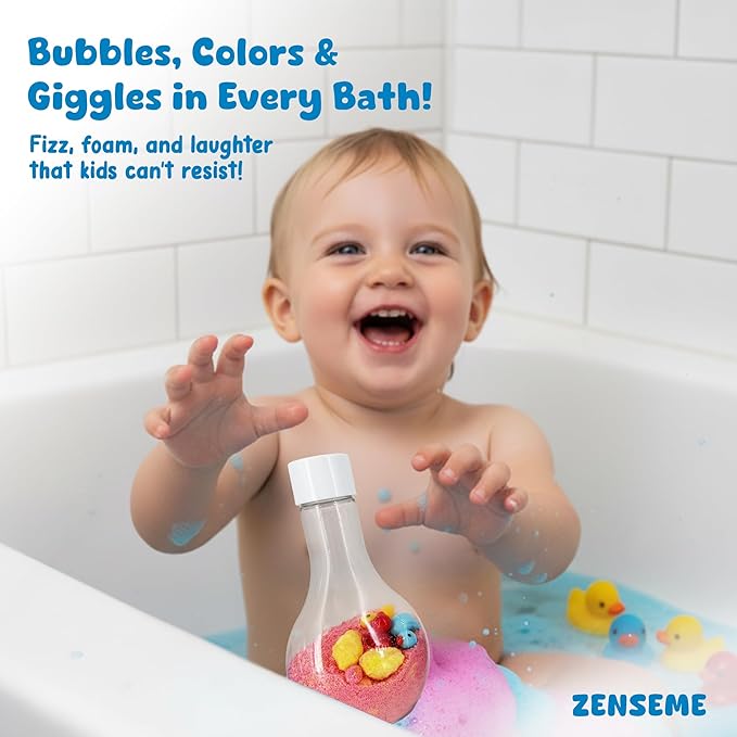 Bath Bombs for Boys with Mini Toy Ducks Inside – Kids Bath Bombs Powder - Bubble Bath for Kids – Bathtime Experiment Kit Mix - Blast of Foam & Colour Surprise – Gift Set of 4