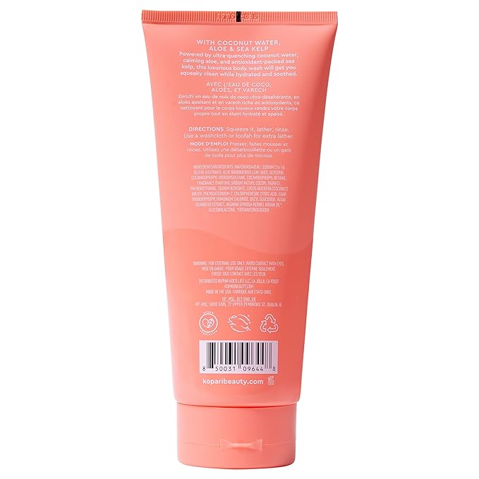 Kopari Guava Hydrating Body Wash | Lathers Foaming Wash Cleanses Without Stripping Moisture or Natural Oils | Coconut Water, Aloe & Sea Kelp | Vegan Sensitive Skin Non Toxic Paraben Free