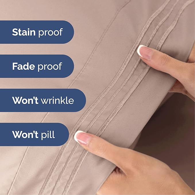 Cal King Size 4-Piece Sheet Set - Extra Soft, Breathable & Cooling - Hotel Luxury Durable Bed Sheets - Deep Pockets, Easy-Fit & Wrinkle-Free - Dusty Pink Oeko-Tex