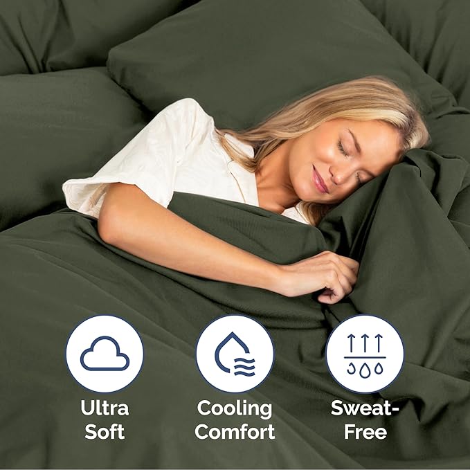 Queen Size 4 Piece Sheet Set - Extra Soft, Breathable And Cooling Sheets - Hotel Luxury Bed Sheets for Women & Men - Deep Pockets, Easy-Fit & Wrinkle-Free Sheets - Dark Olive Grey Oeko-Tex Bed Sheets