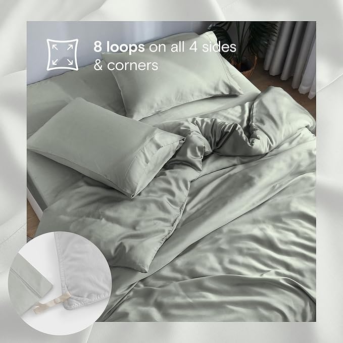 DOZ Duvet Cover Set, 100% Viscose derived from Bamboo, Organically Grown, Buttery Soft, Cooling Duvet Covers, High GSM, 1 Duvet Cover and 1 Pillowcase, 70"x90" (Sage, Twin/Twin XL)