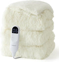 Bedsure Faux Fur Heated Blanket Twin Size, Fast Heating Fluffy Electric Blanket, Heating Blanket Twin Size with 10 Time Settings & 6 Heat Settings, Cozy Gifts for Women Men (62x84 inches, Cream)