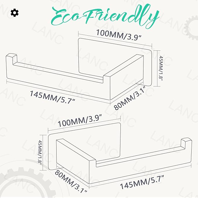 LANC Self-Adhesive Toilet Tissue Holder, Brushed Nickel Toilet Paper Holder Wall Mounted for Bathroom Washroom Stick On Tissue Roll Holder with Drill Free Left and Right 2 Pack, A8307BN-LRP2