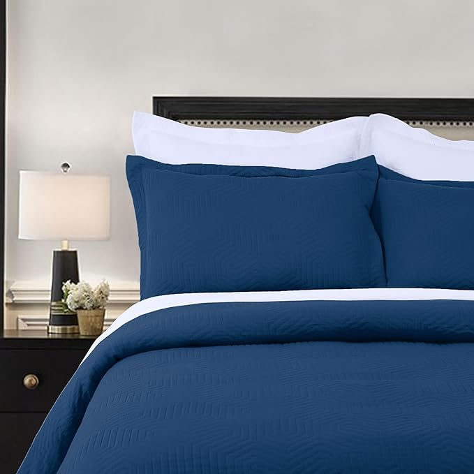 Threadmill Luxury Cotton Blankets for King Size Bed | All-Season Cozy 100% Cotton King Size Blanket | Aster Soft & Lightweight Coverlet fits California King Size Bed, 104x92 | Folkstone Blue