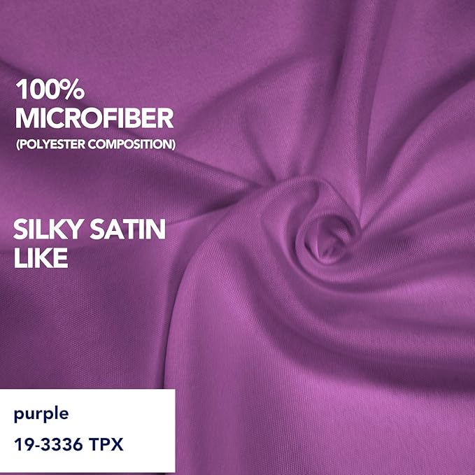 PureFit Wrap Around Ruffled Bed Skirt with Adjustable Elastic Belt - 14 Inch Drop Easy to Put On, Wrinkle Free Bedskirt Dust Ruffles, Bed Frame Cover for Twin,Twin XL and Full Size Beds, Purple