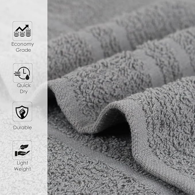 Salon Towels – 50 Pack Grey Hand Towel 100% Cotton Spa – 16x27 inches Highly Absorbable Facial Towels Gym Towels Hair Towel and Face Towel Bulk Small Towel (Not Bleach Proof)