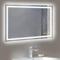 Wall-Mounted LED Square Bathroom Mirror, Makeup Mirror (36 inches x 24 inches,) 3 Color Stepless Dimmable Memory Bathroom Vanity Mirror with Lights CRI90+ 3000-6400K Smart Mirror with Touch