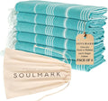 SOULMARK 100% Cotton Turkish Beach Towel with Bag - 38"x71" - 6 Pack - Made in Green & Oeko TEX Certified - Pre-Washed & Sand Free - Quick Dry and Lightweight for Travel - Made in Turkey - Mint Green