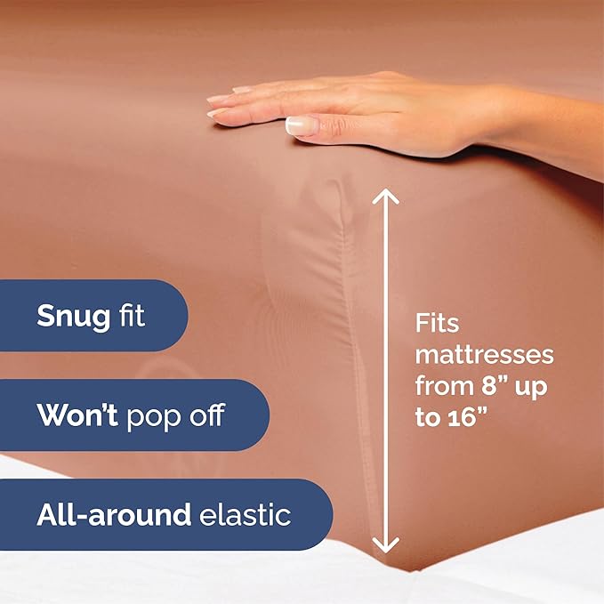 Queen Size 4 Piece Sheet Set - Extra Soft, Breathable & Cooling Sheets - Hotel Luxury Durable Bed Sheets for Women & Men - Deep Pockets, Easy-Fit & Wrinkle-Free Sheets - Warm Peach Oeko-Tex Bed Sheets
