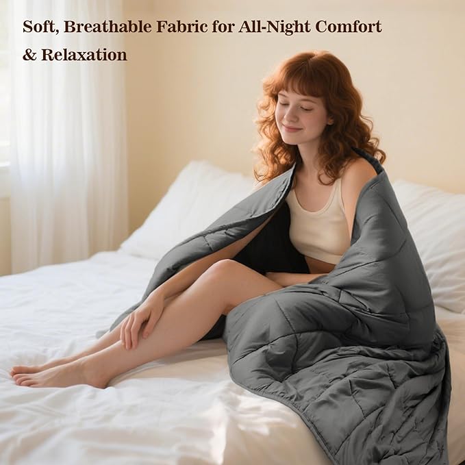 Weighted Blanket for Adults (20 lbs, 60" × 80", Dark Grey) Queen Size Heavy Blanket for 190-210lbs, Breathable Weighted Throw Blanket with Glass Beads for All Season, Washable