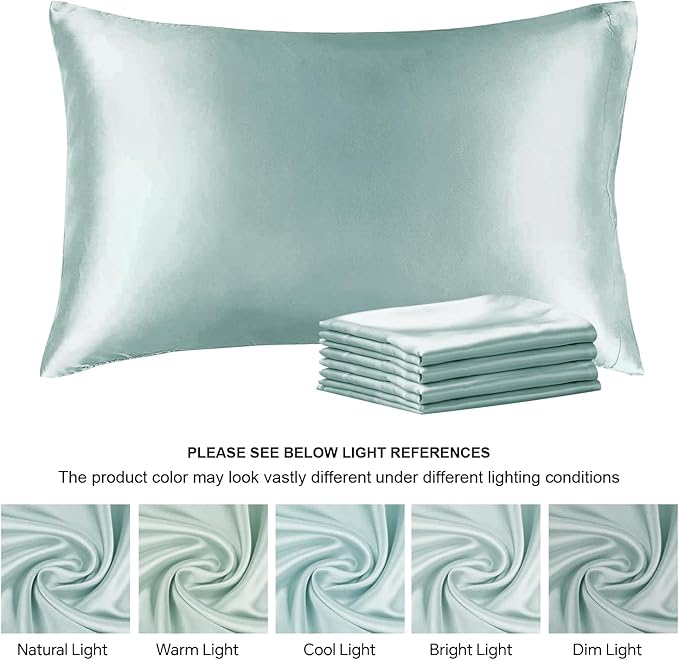 BEDELITE Satin Pillowcase for Hair and Skin, Super Soft Similar to Silk Pillow Cases 4 Pack with Envelope Closure, Cooling Pillowcases for Women Men (20"x40" King Size, Haze Blue)