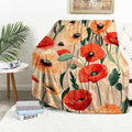 Poppy Throw Blanket, Watercolor Floral Gifts for Men and Women, All Seasons Soft Cozy Flower Home Decor for Sofa and Living Room, 40"x50"