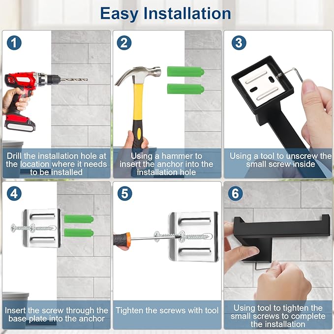 15 Pieces Bathroom Hardware Set, Matte Black Bathroom Accessories Set, Towel Racks for Bathroom, 23.6 Inch Bath Towel Bar Set Stainless Steel, Toilet Paper Holder Wall Mounted, Towel Ring, Towel Hook