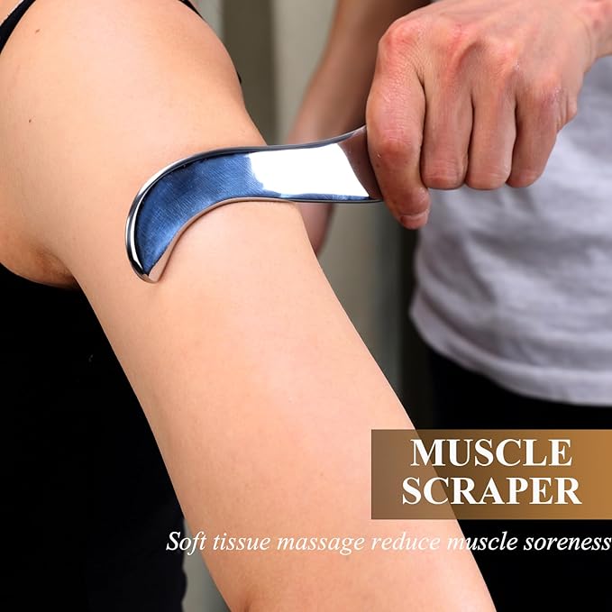 FeelFree Sport 3 in 1 Muscle Scraper Tool-Gua Sha Scraping Tool Physical Therapy Massage Tool-Soft Tissue Mobilization for Back, Legs, Arm (A+D+S)