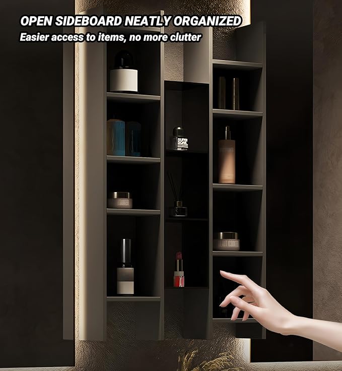 Double Bathroom Vanity with Sink, Floating Modern Bathroom Vanity Set Includes LED Smart Defogging Mirror and Open Storage Wall Cabinet, Solid Wood Bathroom Cabinet with Large Drawer (Apricot, 84")