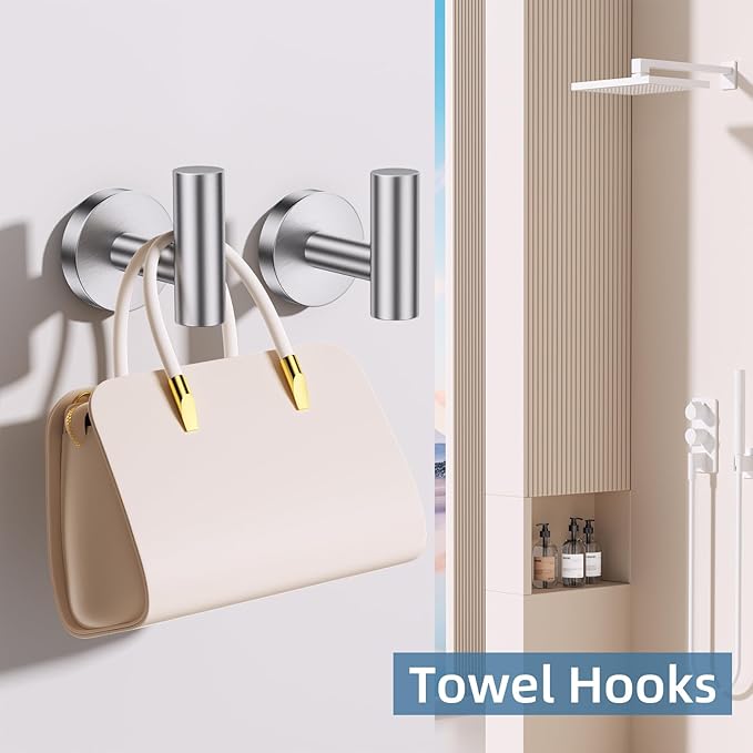 Brushed Nickel Towel Bar Bathroom Hardware Accessories Set, 10 Pieces Upgraded Toilet Paper Holder 23.6 Inch Towel Rack for Bathroom Wall Mounted Stainless Steel Bathroom Set