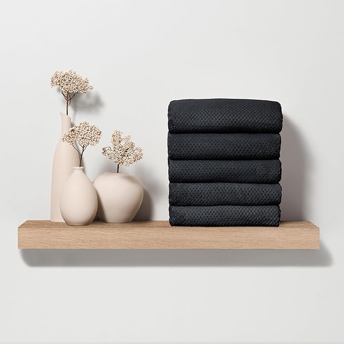 Fromm Softees Plush Microfiber Towels for Hair Salon, Barber, Spa, Ultra Soft Hair Wrap for Drying Hair, Hands, Face, Dark Grey, 20 x 34 Inches, 6 Pack