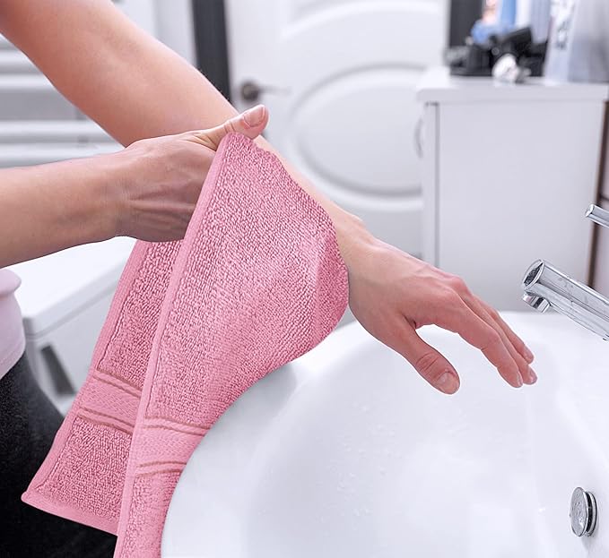 Utopia Towels 6 Pack Premium Hand Towels Set, 16 by 28 inches, 100% Ring Spun Cotton, Ultra Soft and Highly Absorbent 600GSM Towels for Bathroom, Gym, Shower, Hotel, and Spa, Pink