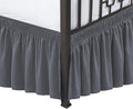 Biscaynebay Wrap Around Bed Skirts with Split Corners for Full Beds 15" Drop, Dark Grey Adjustable Elastic Dust Ruffles Easy Fit Wrinkle Resistant Silky Luxurious Fabric Machine Washable