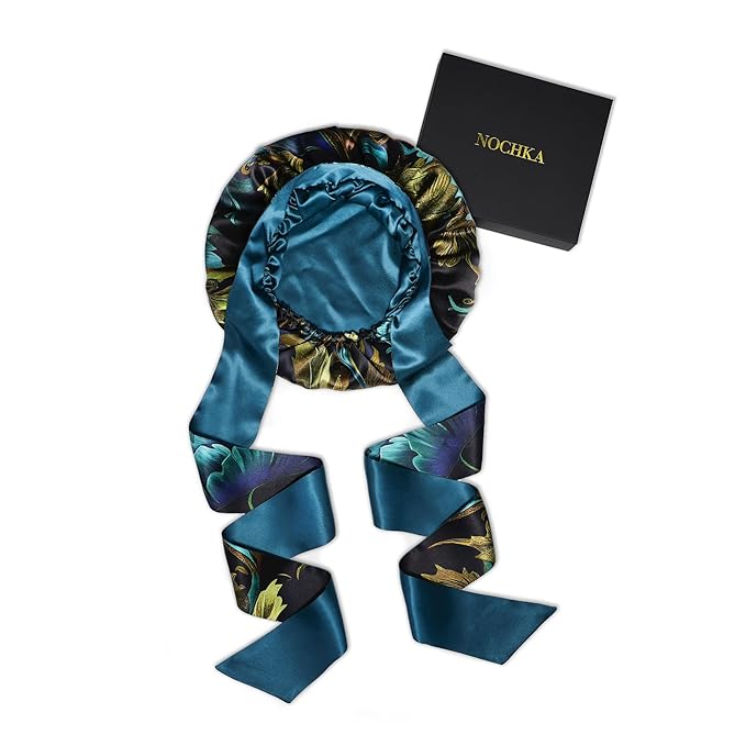 100% Mulberry Silk Bonnet for Sleeping Women, Handmade in USA 19 Momme Double Layer Reversible Silk Hair Wrap with Adjustable Ties, Non-Slip Sleep Cap for Curly & Natural Hair