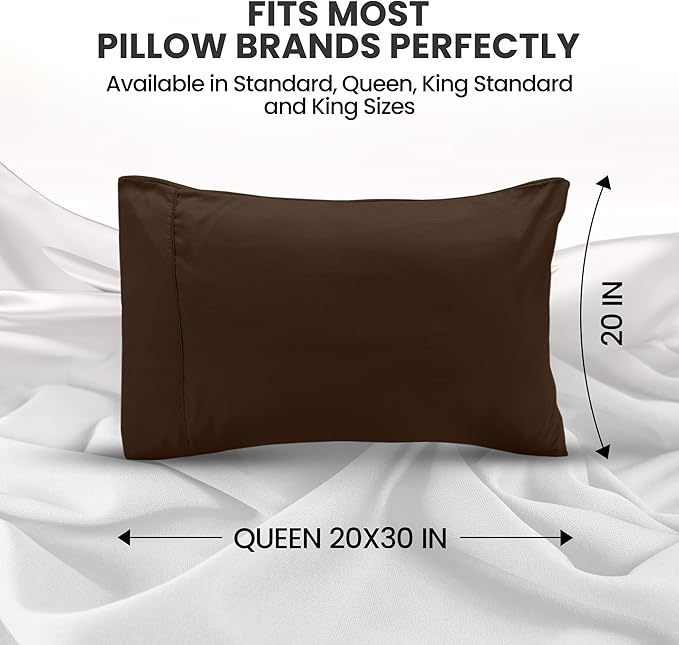 Pillow Covers by Utopia Bedding - Queen Size 2-Pack – Soft Brushed Microfiber – Perfect for Hospitals, Hotels, Guest Rooms – Oeko-TEX Certified, 20x30 Inches (Brown)