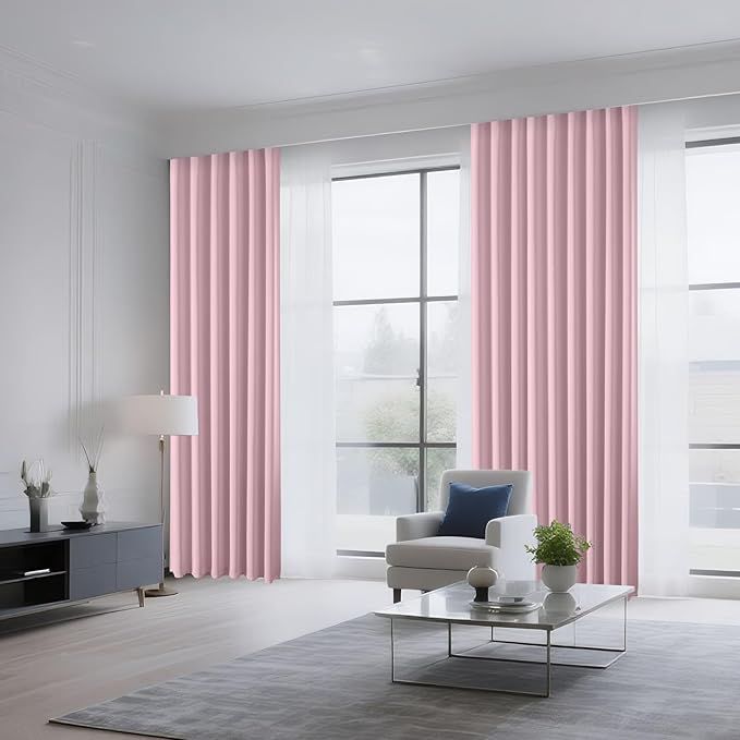 CUCRAF Light Pink Blackout Curtains 84 inch Length 2 Panels Set, Rod Pocket Room Darkening Drapes for Bedroom Living Room, Insulated Thermal Light Blocking Window Curtain (W52 x L84 Inch)