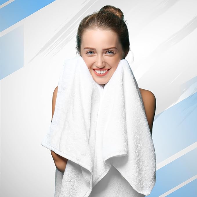 Infinitee Xclusives Luxury 100% Cotton Towel Set – 8 Piece Bathroom Towel Set (2 Bath Towels, 2 Hand Towels, 4 Washcloths) – Soft & Absorbent Towels for Bathroom (Eloquent Blue)