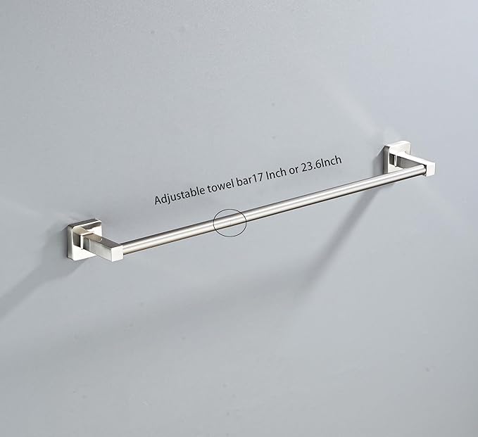 Brushed Nickel Bathroom Hardware Set 4 Pieces,Bathroom Accessories Set Stainless Steel Wall Mounted, Hand Towel Bar, Towel Ring, Robe Towel Hooks,Toilet Paper Holder,Towel Bar Set, 23.6 Inch