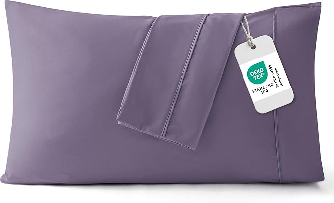 Bedsure King Size Pillow Cases Set of 2 - Grayish Purple Brushed Microfiber Pillowcases 2 Pack, Super Soft Pillow Case Cover with Envelope Closure, Wrinkle, Fade and Stain Resistant, 20x36 Inches