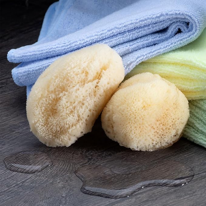 Sea Silk Sponge 2pc Kit, Hand Cut, Medium, Approx. 2-3 inches, Ideal for Cosmetic Use and Facial Cleansing