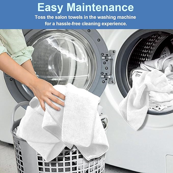 24 Pack Hand Towels Set - Highly Absorbent and Quick Drying Microfiber Gym Towels, Premium Wash Cloths for Bathroom, Salon, Gym, Shower, Hotel, and Spa - 16x27 inch (White)