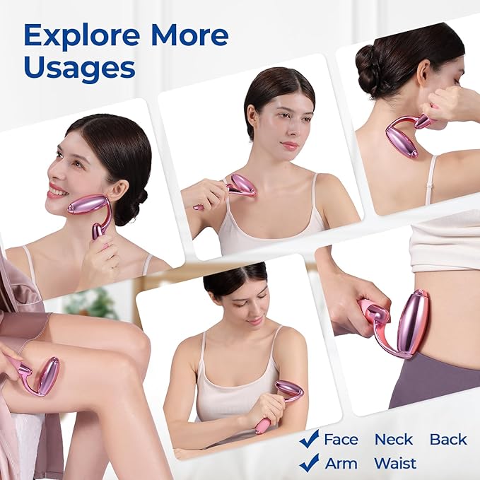 MORGLES Ice Roller for Face, Professional Face Roller Cryotherapy Tool to Reduce Puffiness, Redness & Headaches, Tighten Skin and Improve Lymphatic Drainage with Ergonomic Handle (Pink)