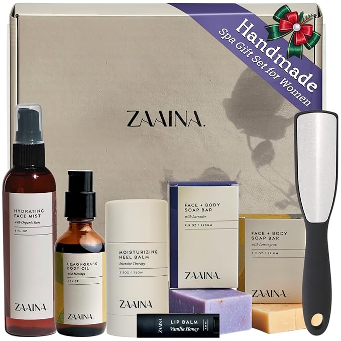 ZAAINA Wellness Spa Kit - Christmas Holiday Gift Basket for Women, Relaxing Spa Gifts for Her, Self Care Kit for Mom Wife Friend, Pampering Home Spa Package, Birthday Gifts for Women, Holiday Spa Day