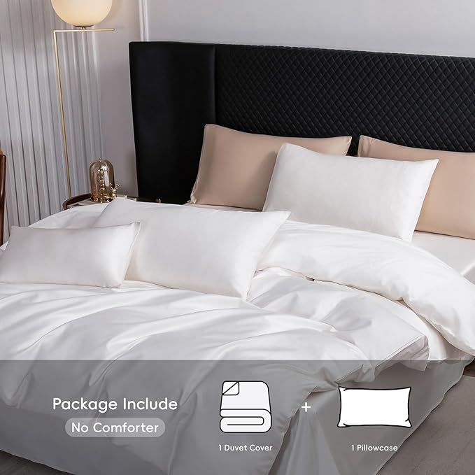 MooMee Duvet Cover Set 100% Extra Long Staple Cotton 600 Thread Count Silky Sateen Smooth Luxury Soft Breathable Durable Hotel Quality Bedding, 3 Pieces (Butter Yellow, King 104"x90")