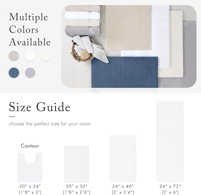 Madison Park Signature Marshmallow Bathroom Rug Non Slip, Luxrurious Plush Bath Mat, Absorbent, Quick Dry, Spa Design Bath Room Décor, 20x24, White