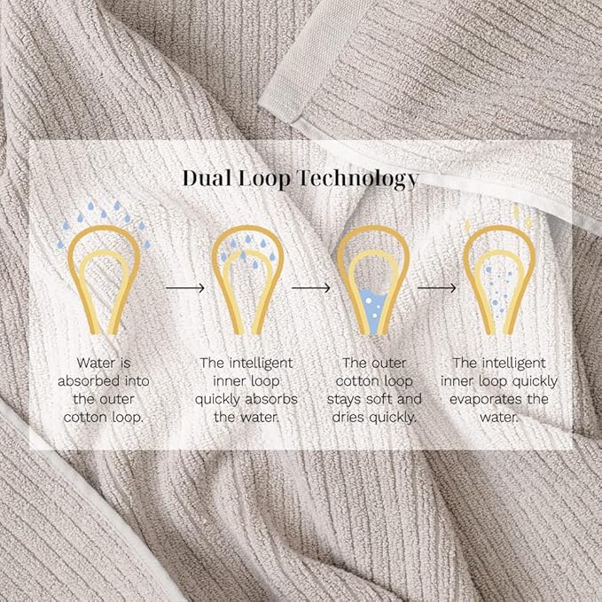 LUXOME Luxury Performance 2-Piece Bath Sheet Set | Oversized for 50% More Coverage | Highly Absorbent | 36" W x 70" L | Oyster (Tan)