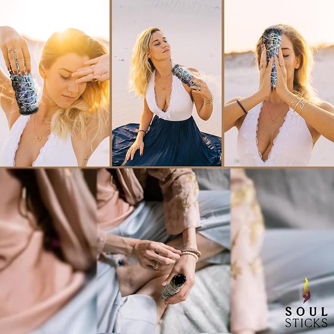 Soul Sticks 9 Inch 1 Pack Organic White Sage & Lavender Smudge Stick With Starter Guide, Bulk Quantities for Home Cleansing, Meditation, & Smudging Rituals, Sustainably Sourced California White Sage