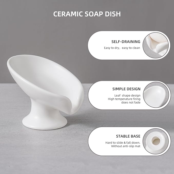 Ceramic Bathroom Accessories Set,Includes Liquid Soap Dispenser, Toothbrush Holder, Soap Dish, Cotton Swab Jar,Bathroom soap and Toothbrush Holder Set,Classic Design(White Set - Liquid)
