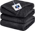 Sealy Heated Electric Blanket Twin Size, Flannel Electric Blanket with 10 Heating Levels & 1-12 Hours Auto Shut Off, Fast Heating Warming Blanket, Machine Washable, Grey, 62 x 84 Inch