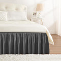 RIMELA Dark Grey Bed Skirt Queen Size 18 Inch Drop, Elastic Bed Skirting for Bed Base and Frame, Bedding Dust Ruffle Easy to Install, Lightweight Wrap Around Adjustable Bedskirt