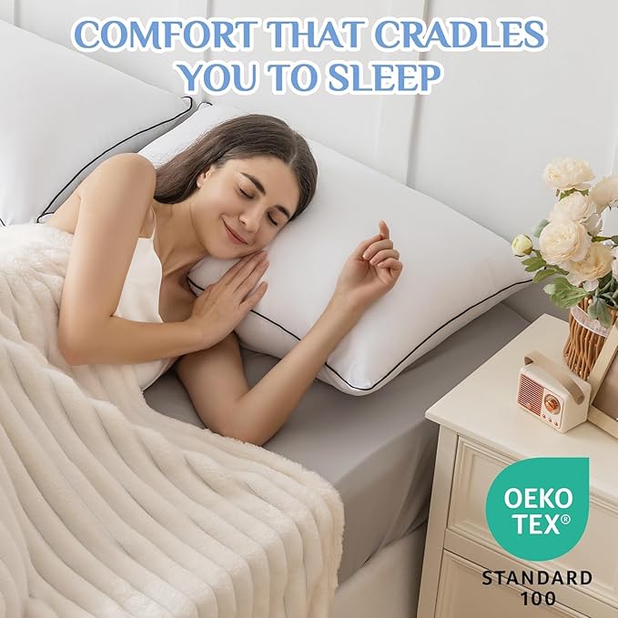 JOLLYVOGUE King Size Bed Pillow 1-Pack, Single Pillow for Sleeping, Breathable and Supportive with Down Alternative Fill, Hotel Collection Pillow for Side, Back, and Stomach Sleepers