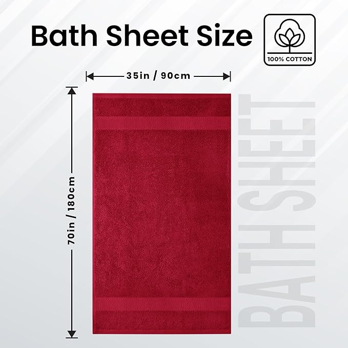 Infinitee Xclusives – Luxury Bath Sheets Towels – 1 Pack 600 GSM (35X70 Inches) – 100% Ring Spun Cotton Large Bath Towels for Bathroom (Burgundy, Bath Sheets - Pack 1)