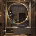 Round LED Mirror for Bathroom, 44" Circle Frameless Backlit Mirror with Lights, Wall Mounted Vanity Mirror, 3 Colors, Dimmable, Anti-Fog, IP65 Waterproof, Memory Function, UL Listed