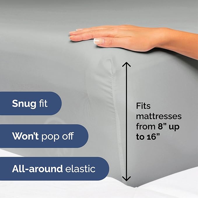 Cal King Size 4 Piece Sheet Set - Extra Soft, Breathable and Cooling Sheets - Hotel Luxury Bed Sheets for Women & Men - Deep Pockets, Easy-Fit and Wrinkle-Free - Light Slate Grey Oeko-Tex Bed Sheets
