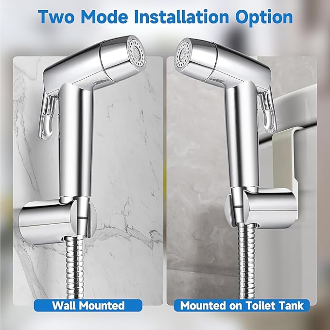 Handheld Bidet Sprayer Toilet Bathroom with Wall Bracket Hose Set, Closestool, Squatting Pan, Water Flower, Floor Cleaning Cloth Diaper for Bathroom Hygiene 3 Set (Note: linker not Included)